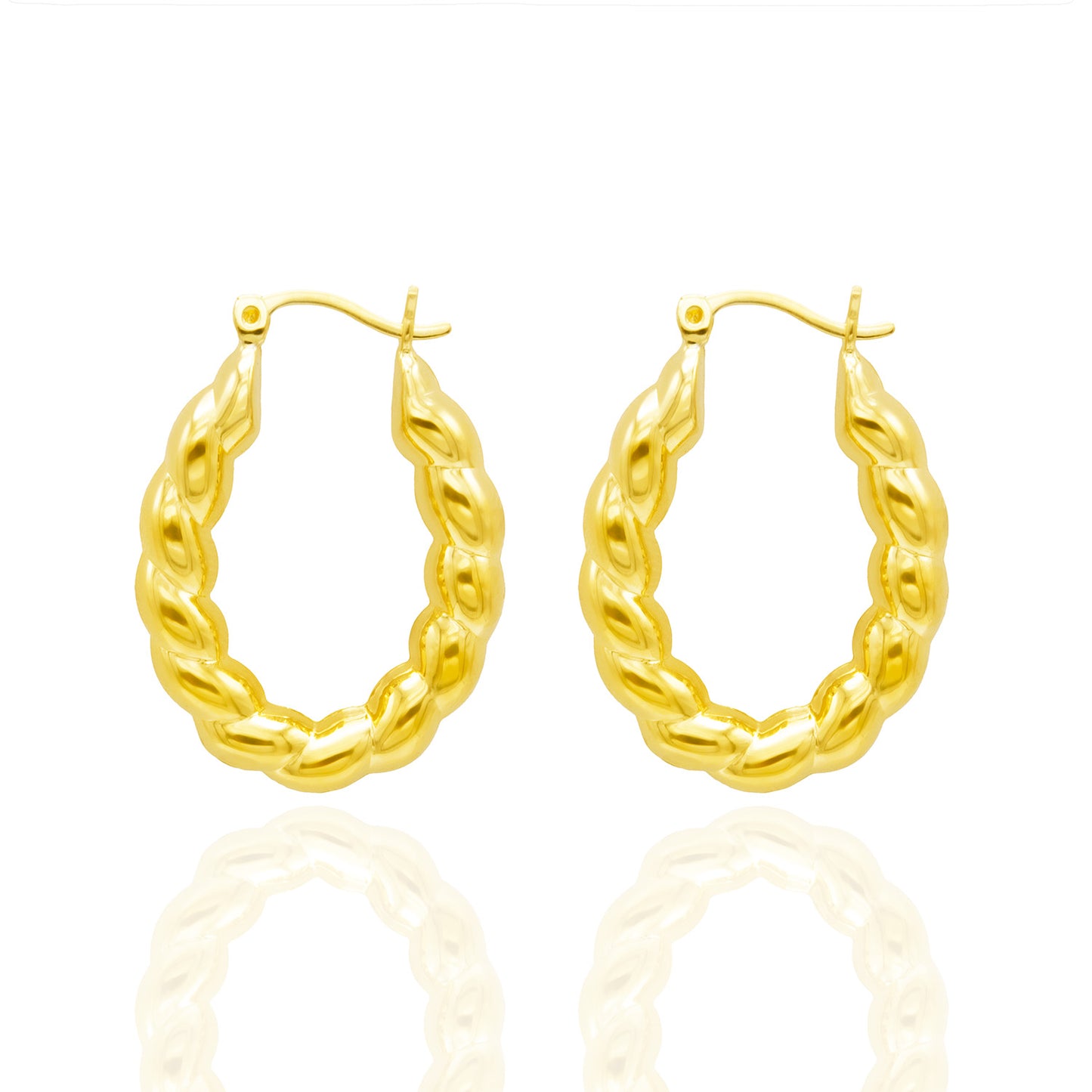 Elegant 14k Yellow Gold Plated Dangle Hoop Earrings Modern Women's Design