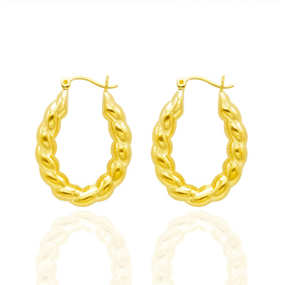 Elegant 14k Yellow Gold Plated Dangle Hoop Earrings Modern Women's Design