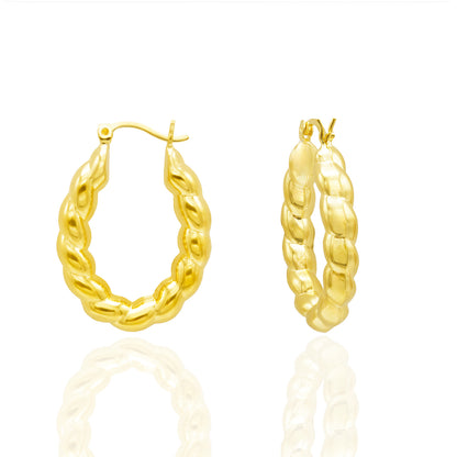 Elegant 14k Yellow Gold Plated Dangle Hoop Earrings Modern Women's Design