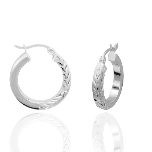 Elegant 14k White Gold Plated Textured Dangle Hoop Earrings Modern Women's Design