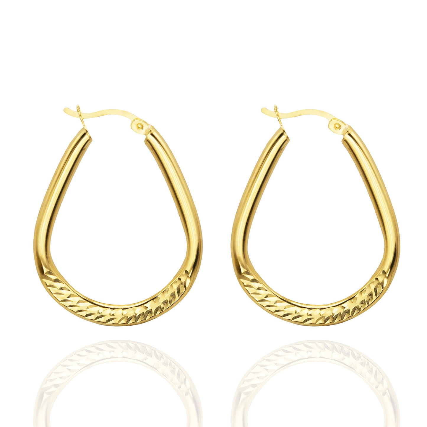 Elegant 14k Yellow Gold Plated Sterling Silver Dangle Hoop Earrings Modern Women's Design