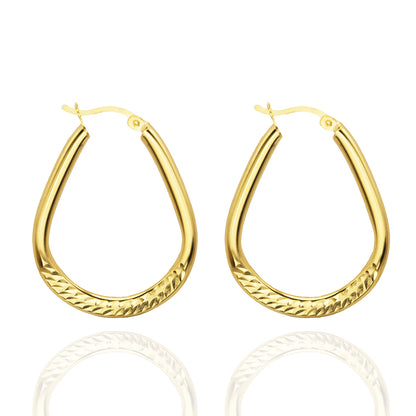 Elegant 14k Yellow Gold Plated Sterling Silver Dangle Hoop Earrings Modern Women's Design