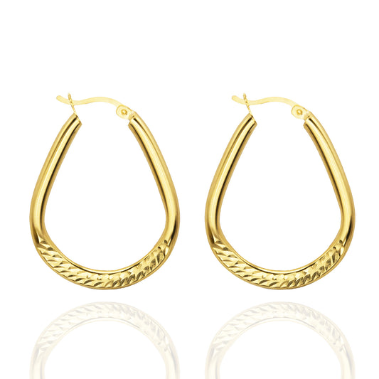 Elegant 14k Yellow Gold Plated Sterling Silver Dangle Hoop Earrings Modern Women's Design