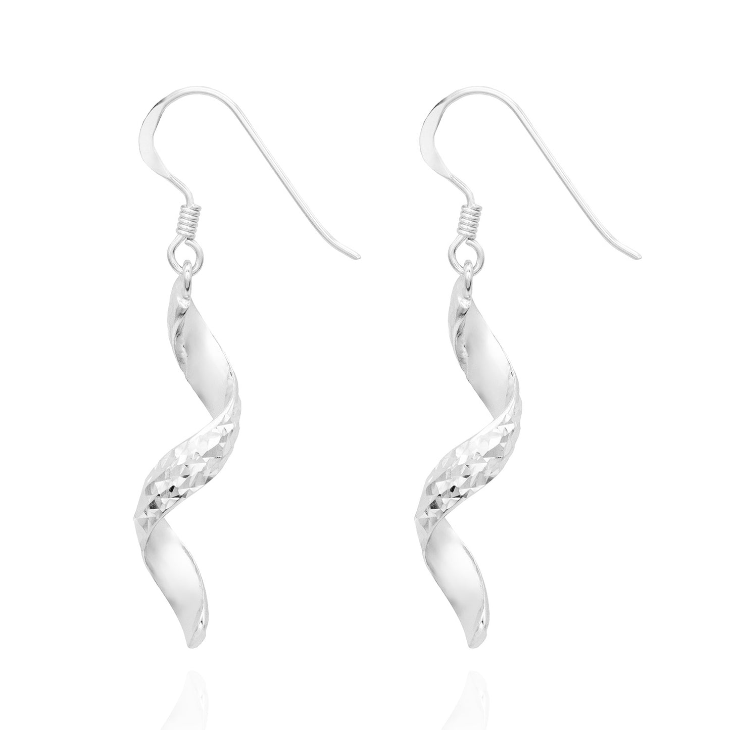 Elegant 14k White Gold Plated Swirl Dangle Earrings Modern Women's Design