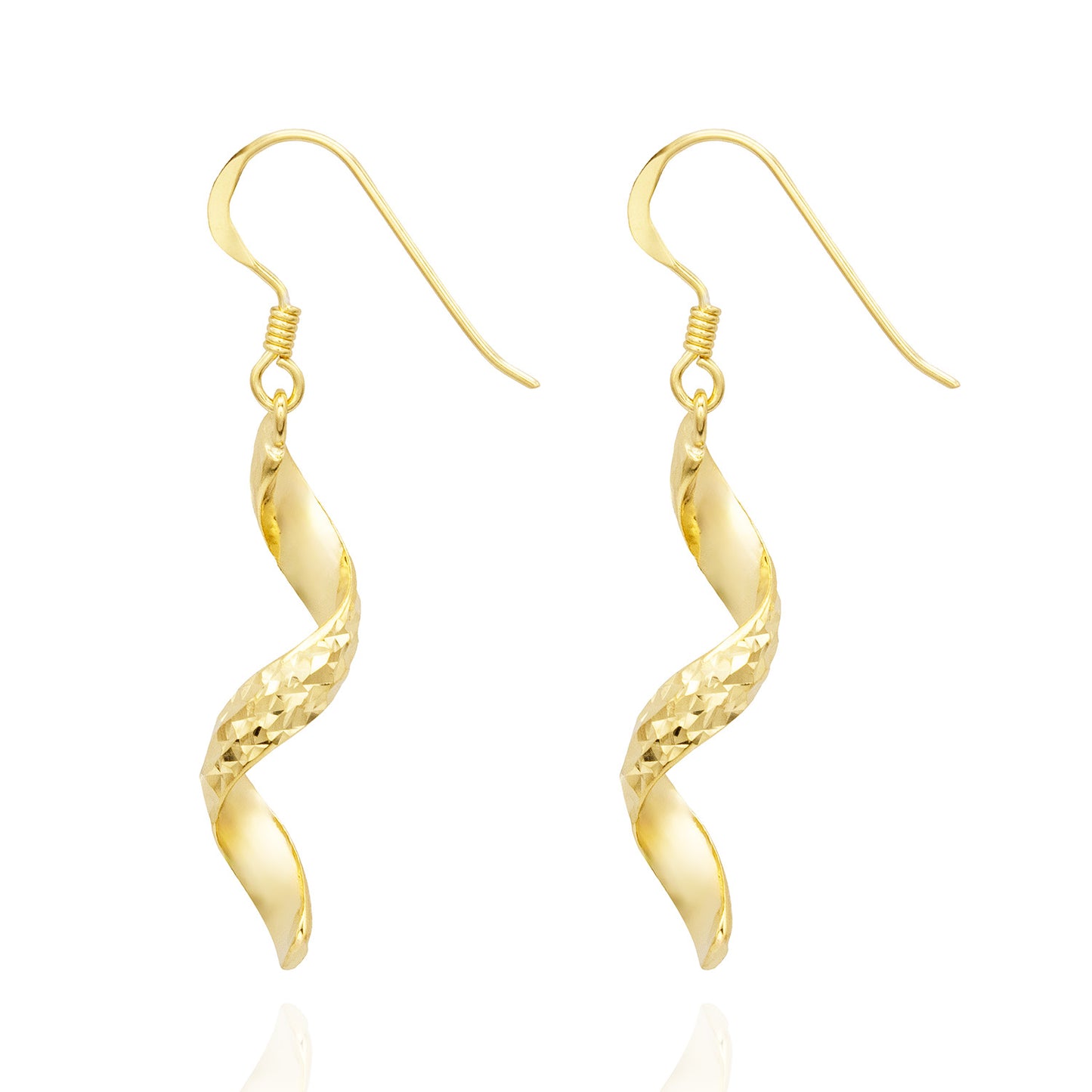 Elegant 14k Yellow Gold Plated Swirl Dangle Earrings Modern Women's Design