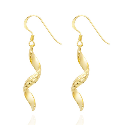 Elegant 14k Yellow Gold Plated Swirl Dangle Earrings Modern Women's Design