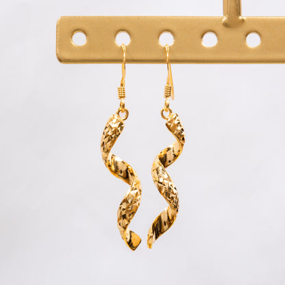 Elegant 14k Yellow Gold Plated Swirl Dangle Earrings Modern Women's Design