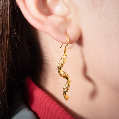 Elegant 14k Yellow Gold Plated Swirl Dangle Earrings Modern Women's Design