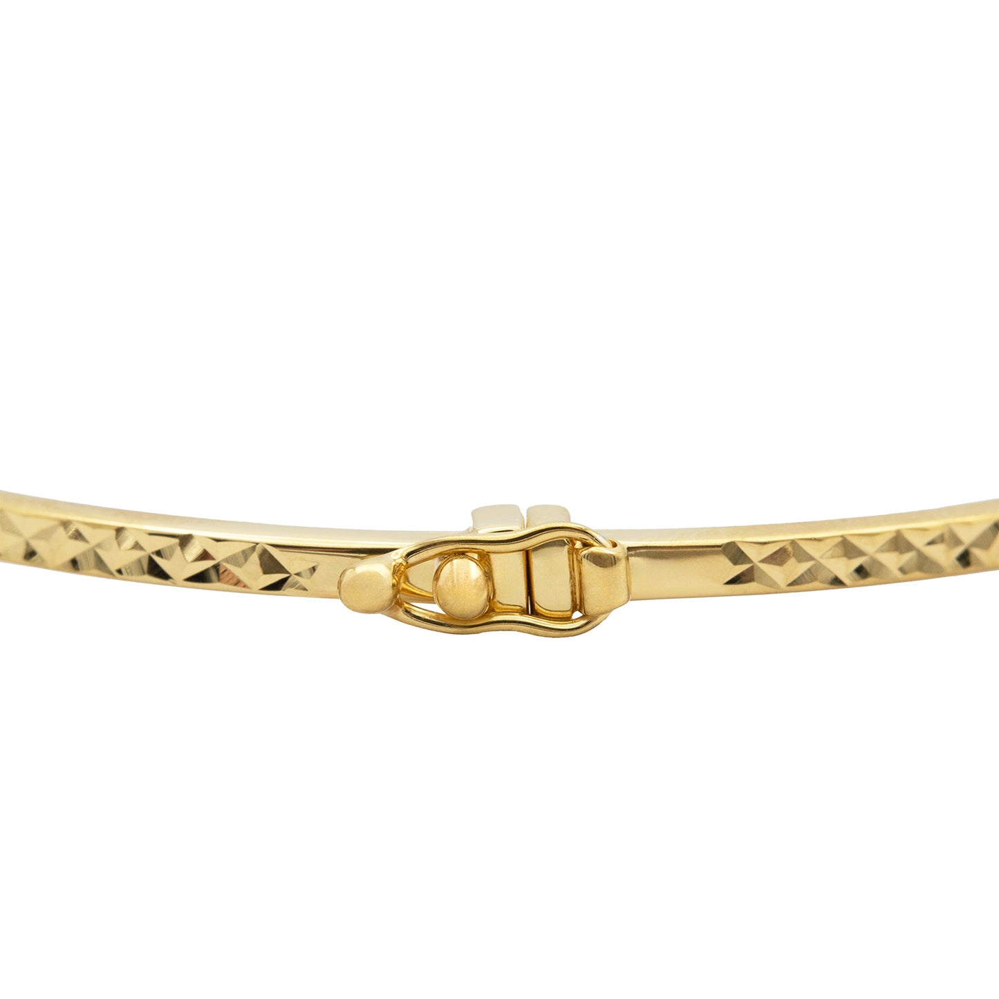 Women's 14kt Gold Plated Sterling Silver Hinged Bangle Bracelet Faceted Design with Safety Foldover Clasp