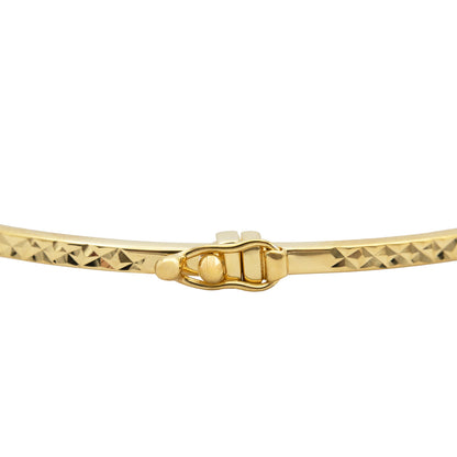 Women's 14kt Gold Plated Sterling Silver Hinged Bangle Bracelet Faceted Design with Safety Foldover Clasp