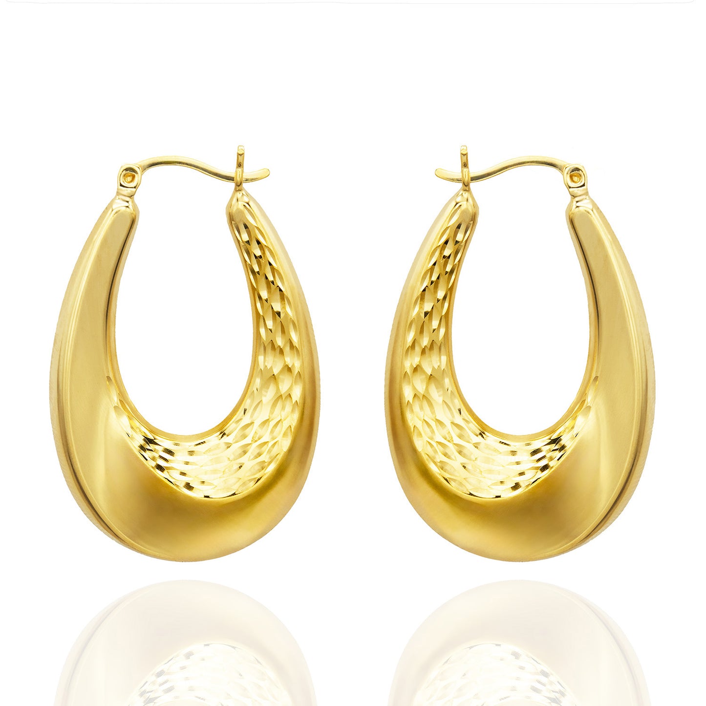 Elegant 14k Yellow Gold Plated Dangle Hoop Earrings Modern Women's Design