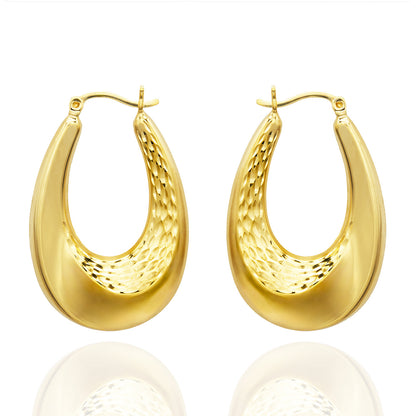 Elegant 14k Yellow Gold Plated Dangle Hoop Earrings Modern Women's Design
