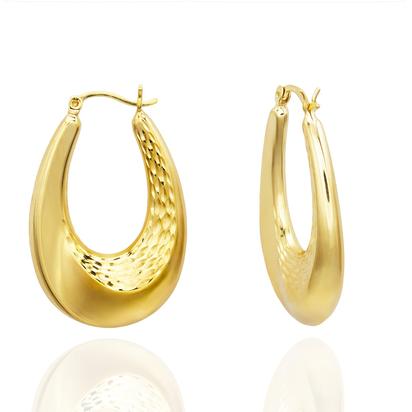 Elegant 14k Yellow Gold Plated Dangle Hoop Earrings Modern Women's Design
