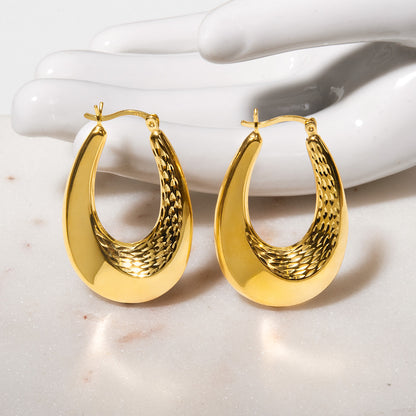 Elegant 14k Yellow Gold Plated Dangle Hoop Earrings Modern Women's Design