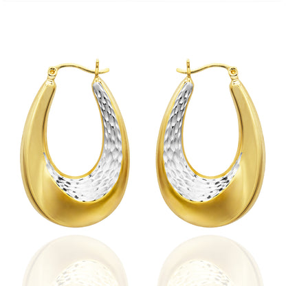 Elegant 14k Yellow and White Gold Plated Dangle Hoop Earrings Modern Women's Design