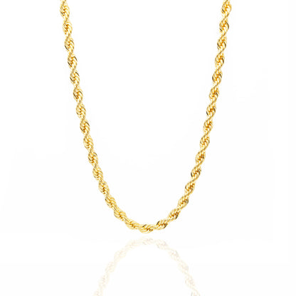 36 Inch Gold Plated Rope Chain Necklace - Classic Twisted Chain Design with Lobster Clasp