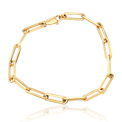 18kt Gold Plated Paperclip Chain Link Bracelet Stainless Steel 7.5 Inch Modern Fashion Jewelry