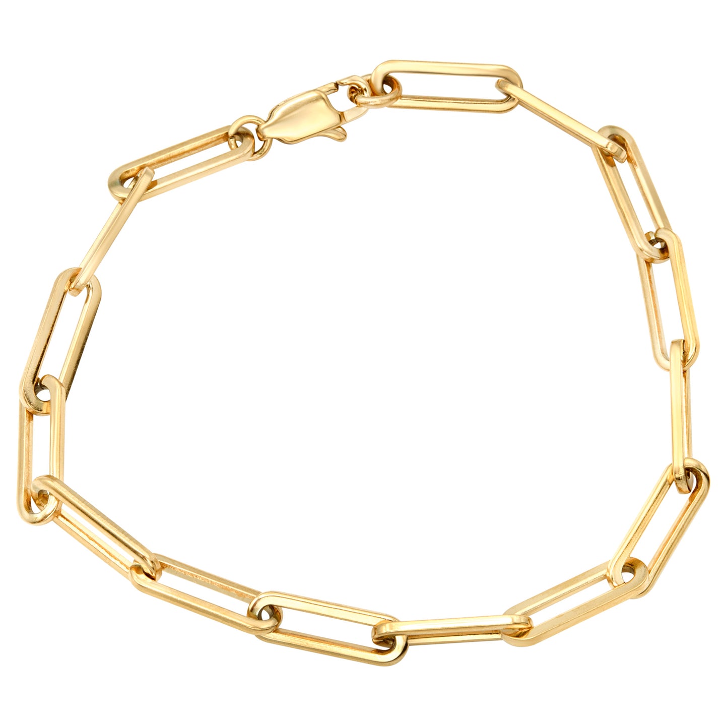 18kt Gold Plated Paperclip Chain Link Bracelet Stainless Steel 7.5 Inch Modern Fashion Jewelry