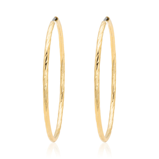 Textured Gold Tone Hoop Earrings