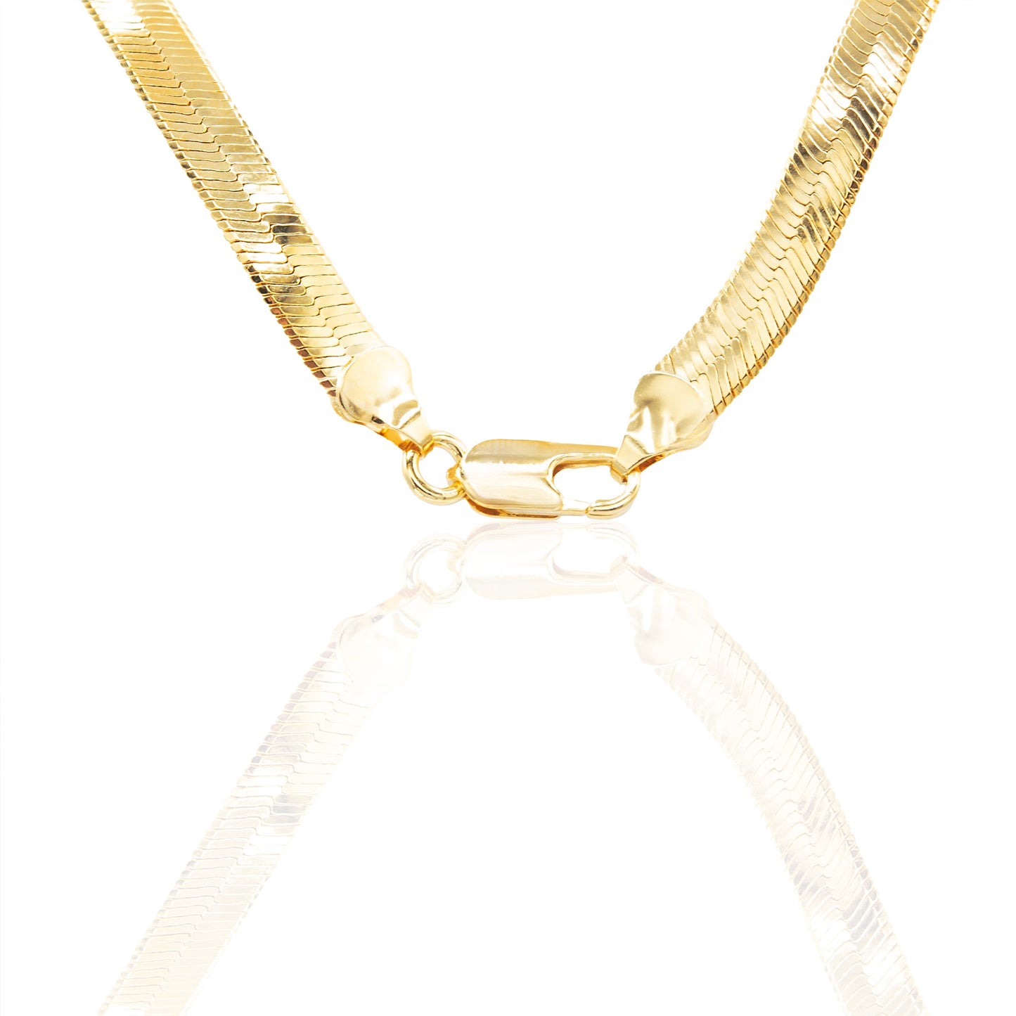 18 Inch Gold Tone Herringbone Chain Necklace Classic Flat Snake Chain