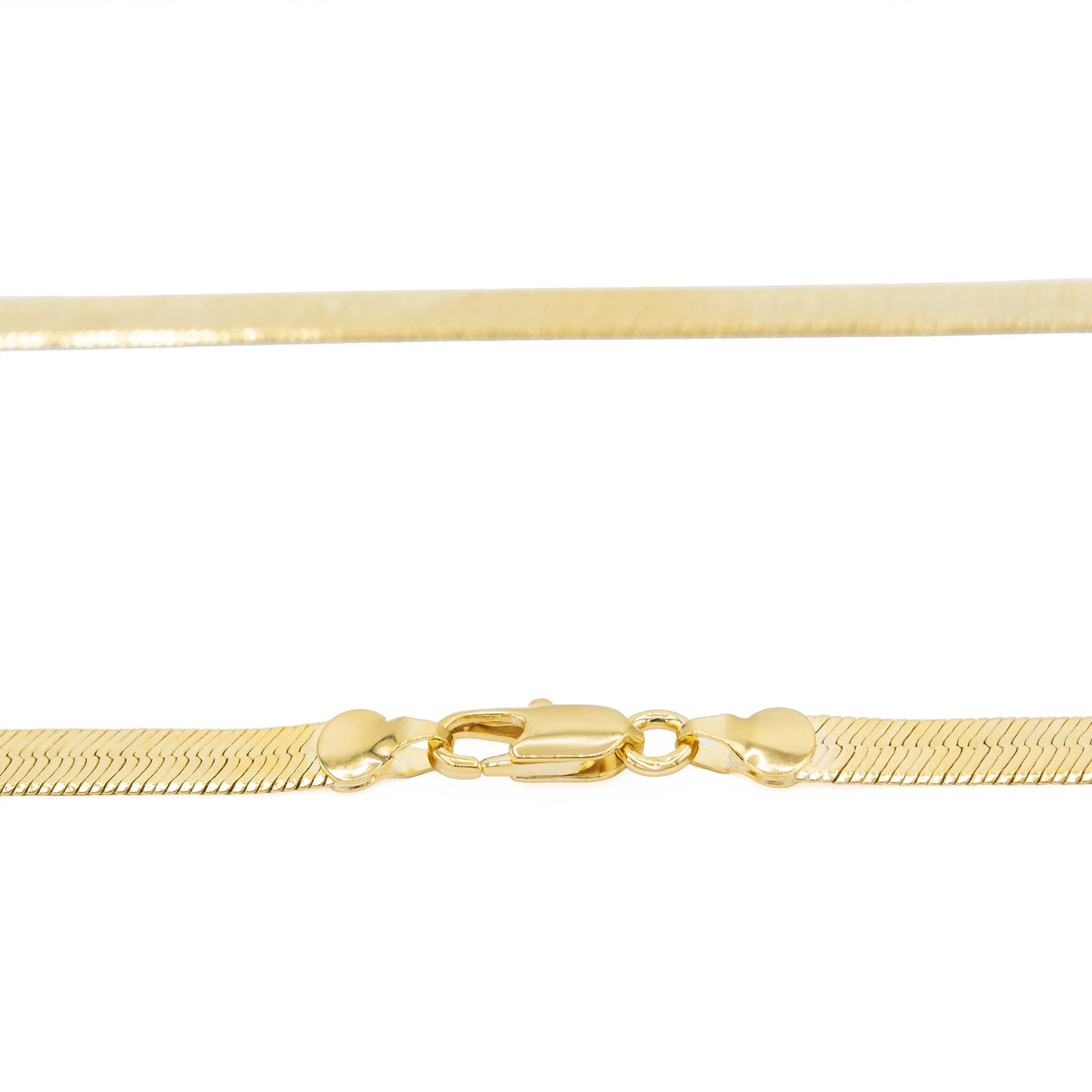 18 Inch Gold Tone Herringbone Chain Necklace Classic Flat Snake Chain