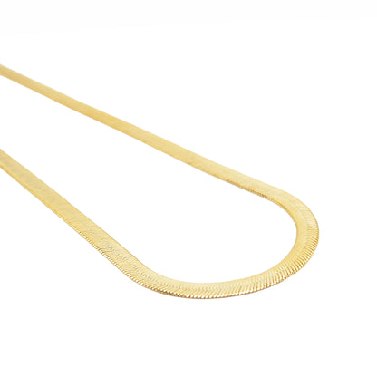 18 Inch Gold Tone Herringbone Chain Necklace Classic Flat Snake Chain