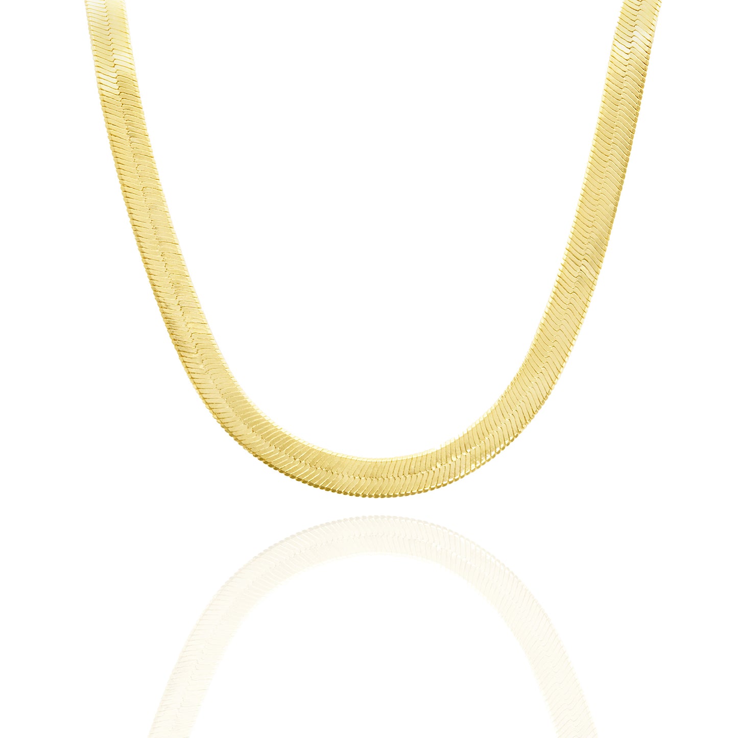 18 Inch Gold Tone Herringbone Chain Necklace Classic Flat Snake Chain