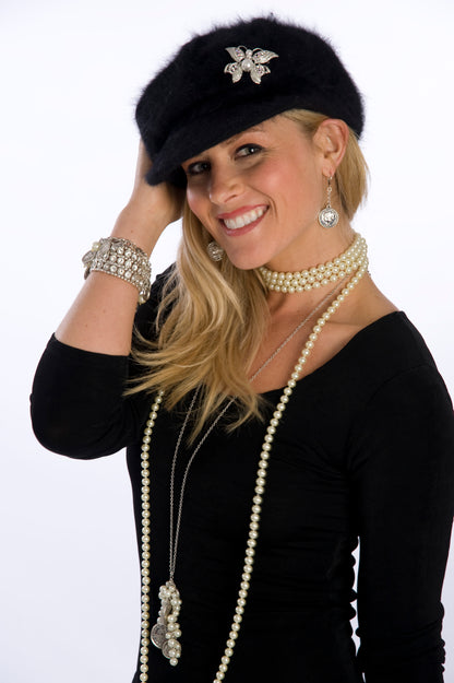 Vintage Style Silver Tone Coin and Pearl Drop Dangle Earrings with Lever Back