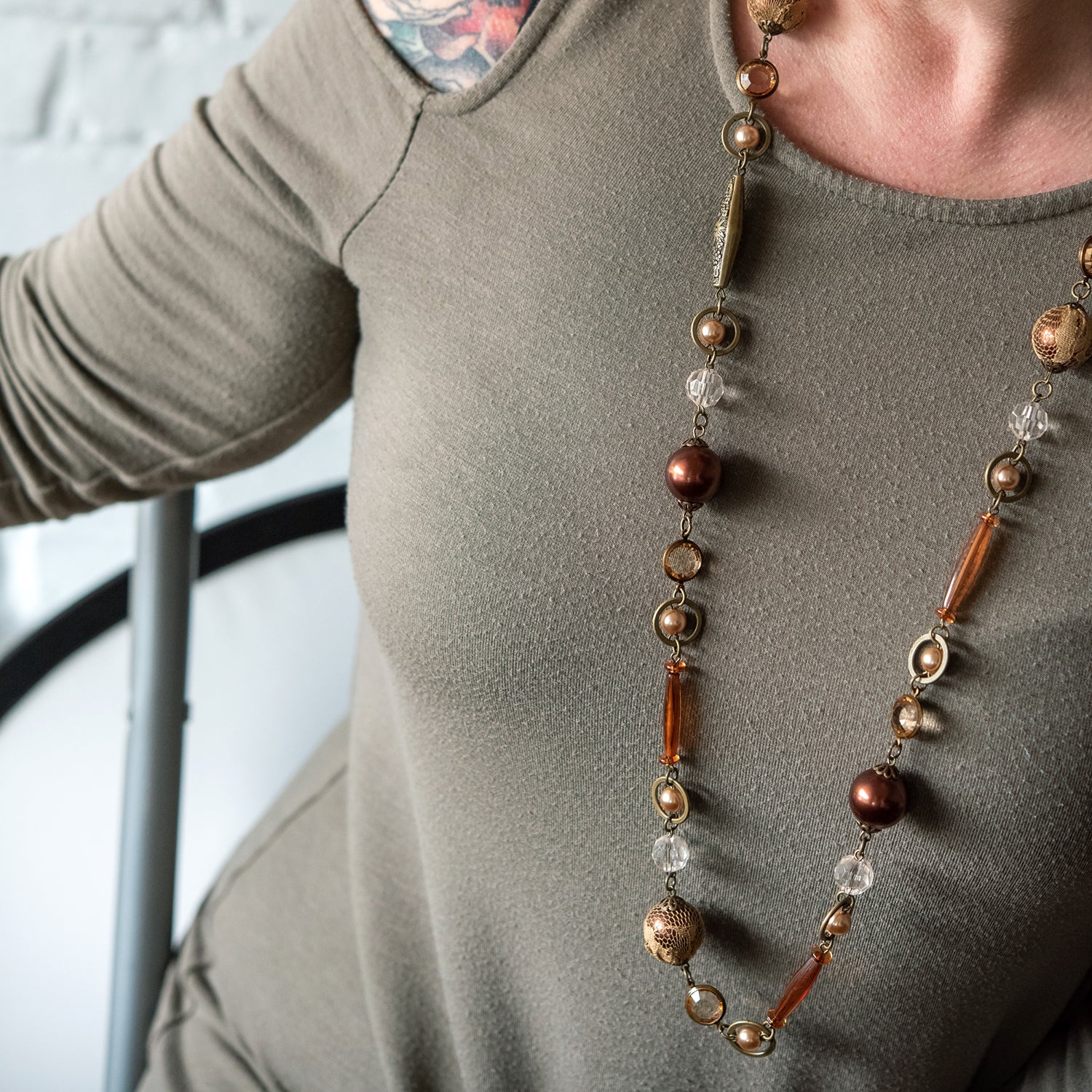 bead necklace-long necklace