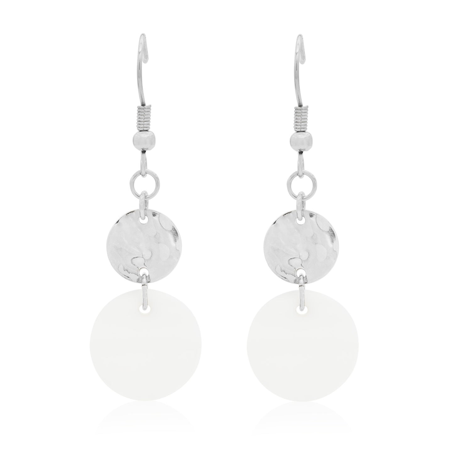 Lightweight Shell Disk Dangle Earrings - Summer Beach Boho Statement Earrings