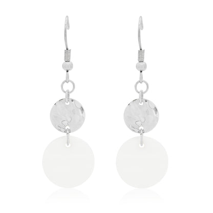 Lightweight Shell Disk Dangle Earrings - Summer Beach Boho Statement Earrings