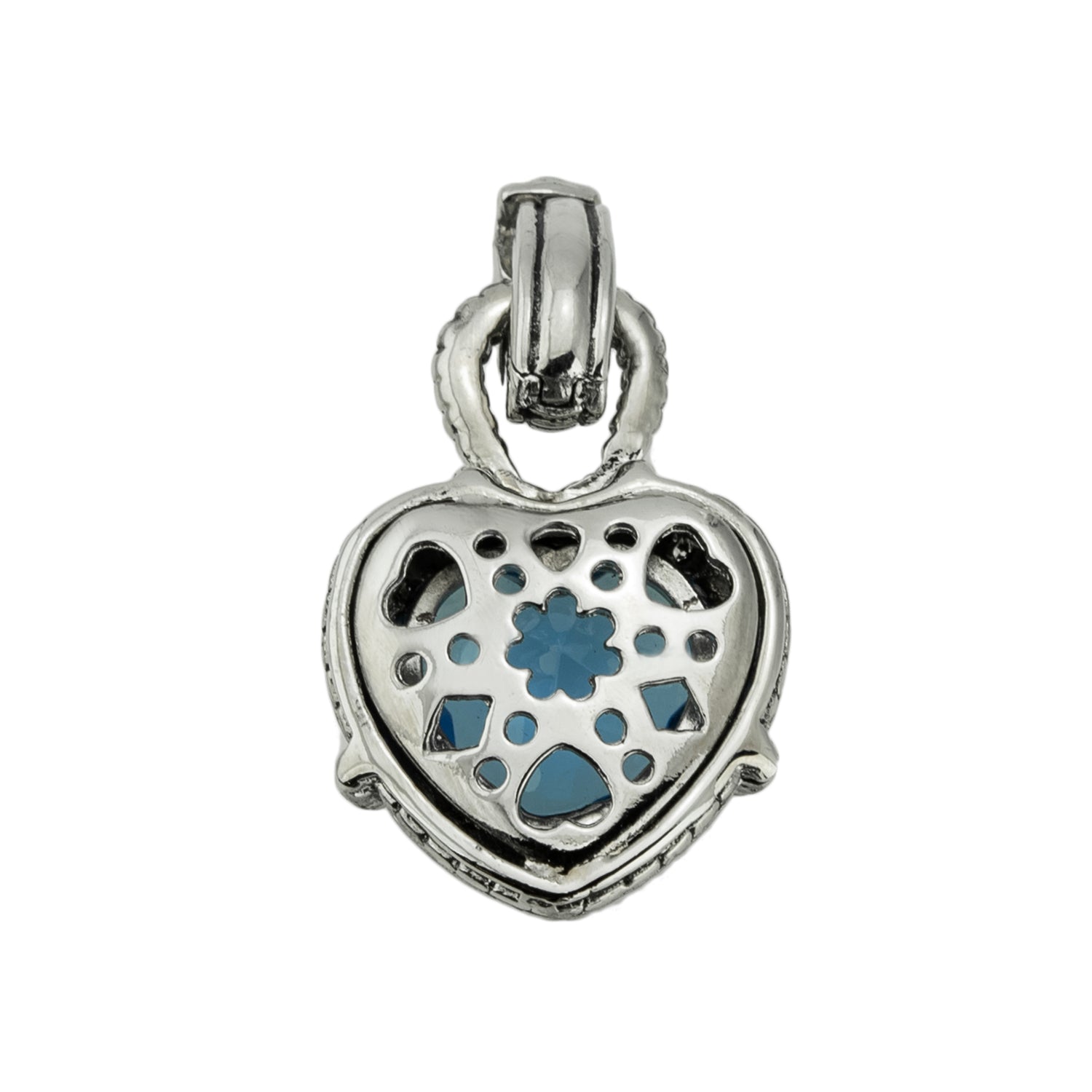 Silver-heart-pendant-aquamarine-blue-glass-heart-insert-Designer-inspired
