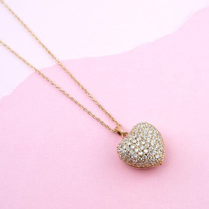 heart necklace-crystal heart jewelry