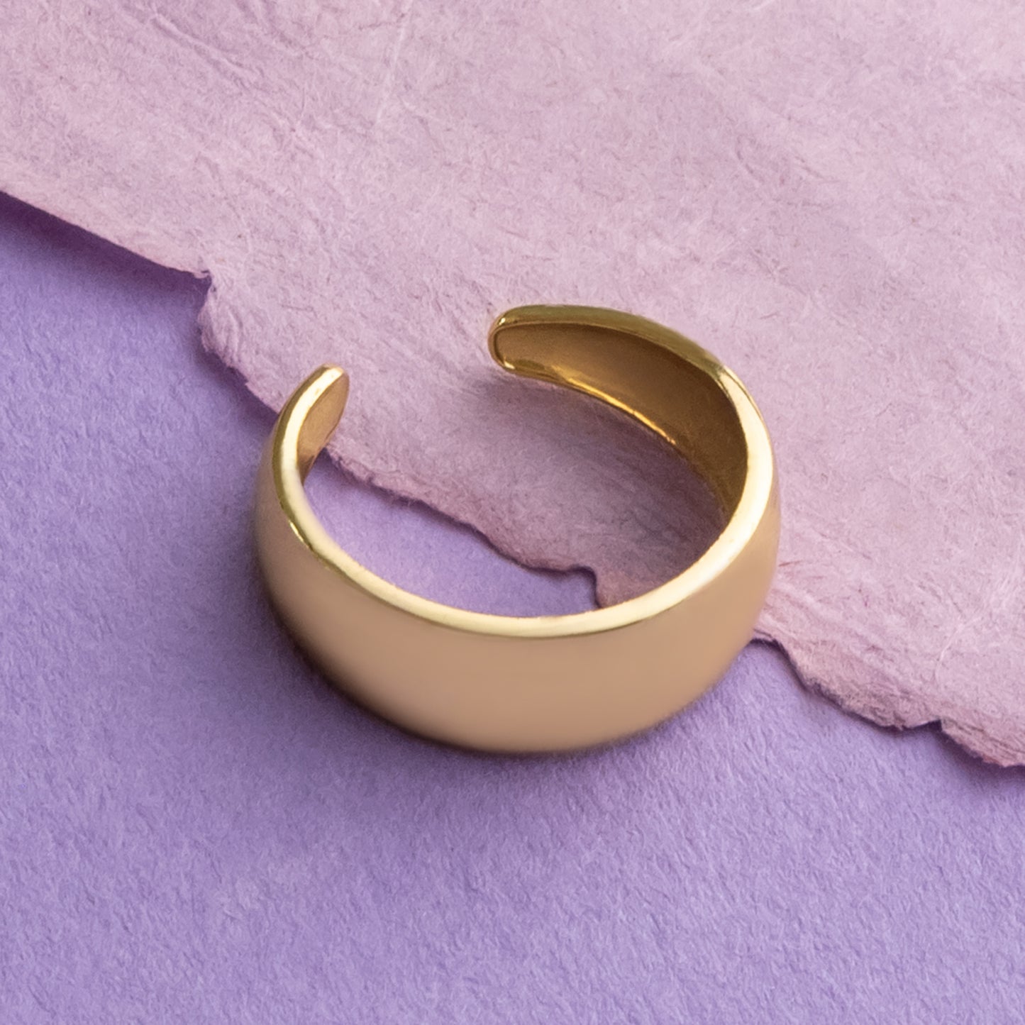 Adjustable Gold Tone Cut Out Band Ring - Versatile Midi Ring or Toe Ring