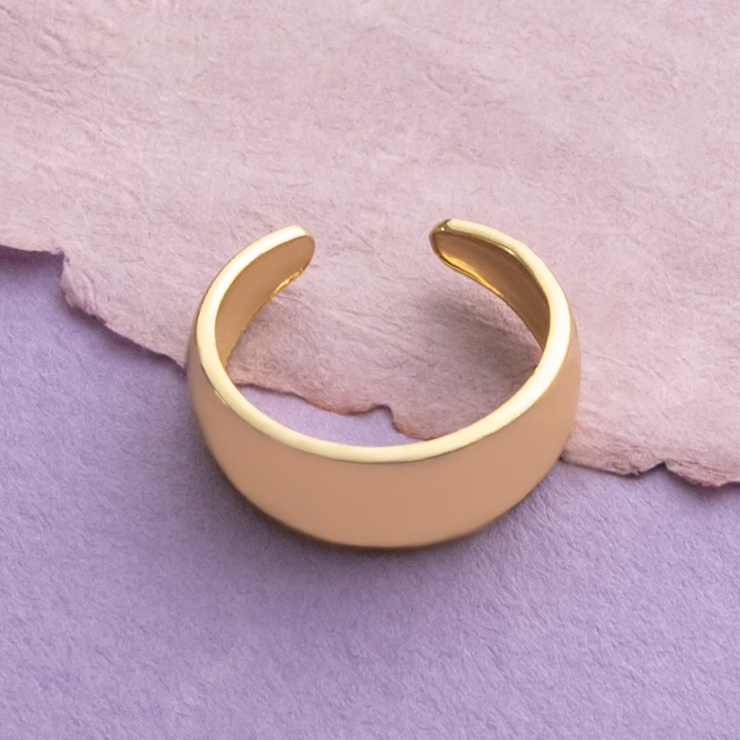 Adjustable Gold Tone Cut Out Band Ring - Versatile Midi Ring or Toe Ring