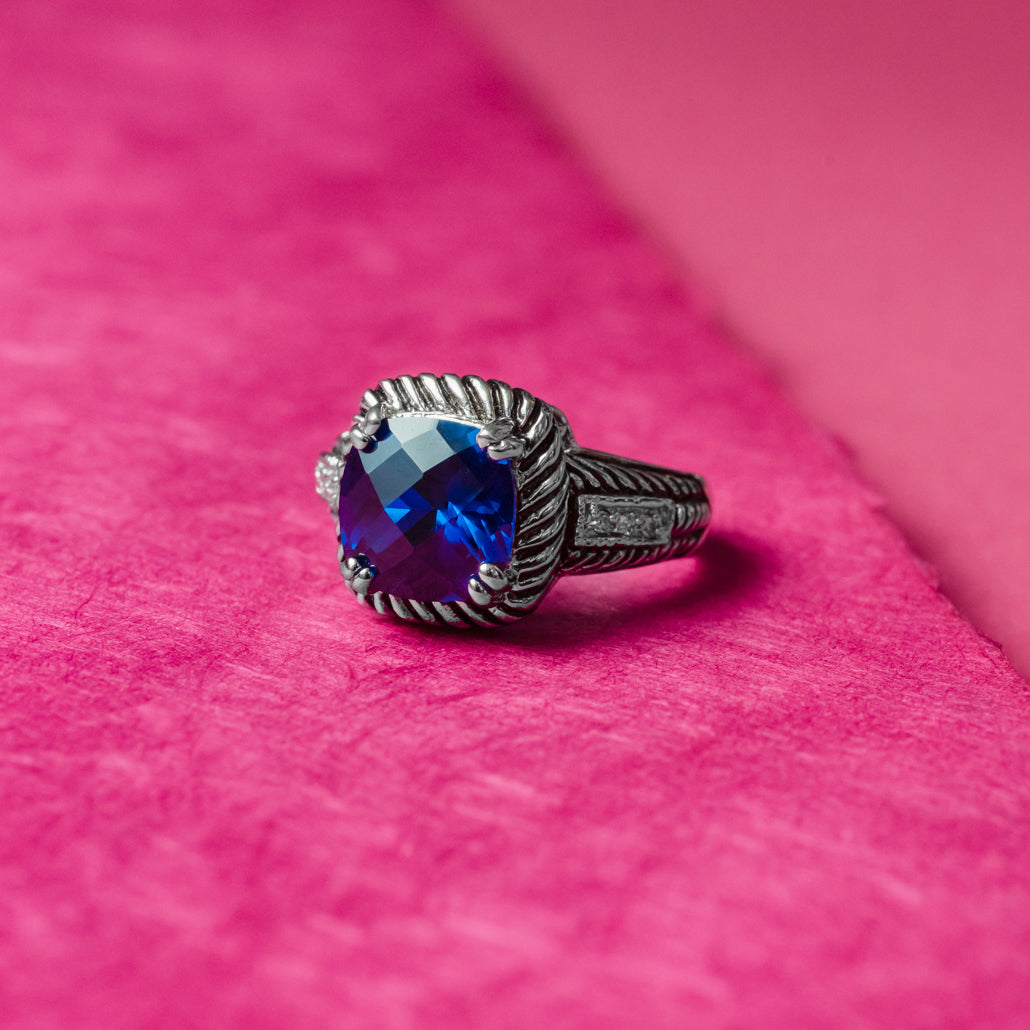sapphire crystal ring-vintage look ring