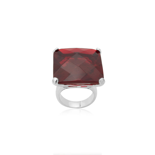 Cushion Cut Red Crystal Statement Ring