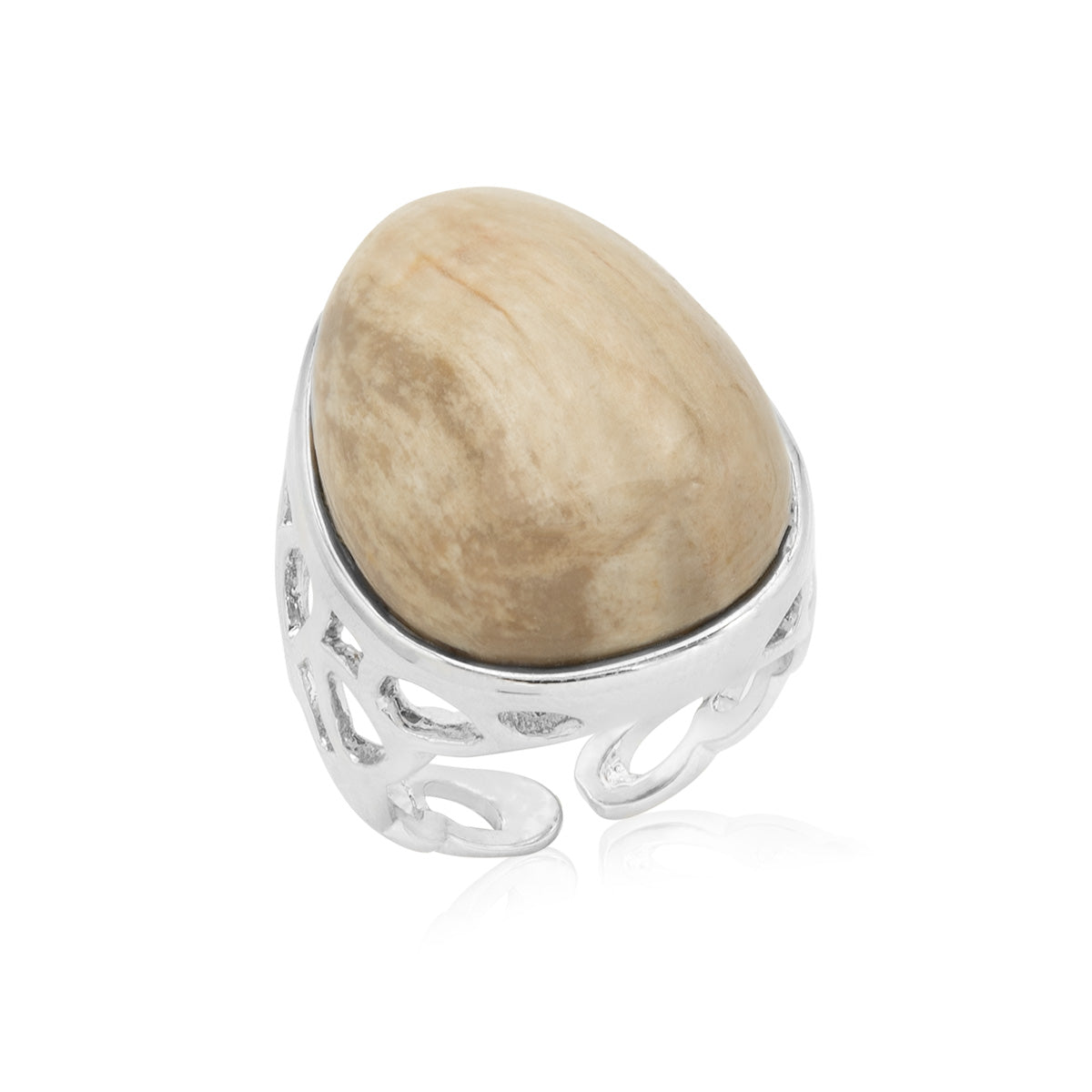 Natural Petrified Wood Agate Statement Ring