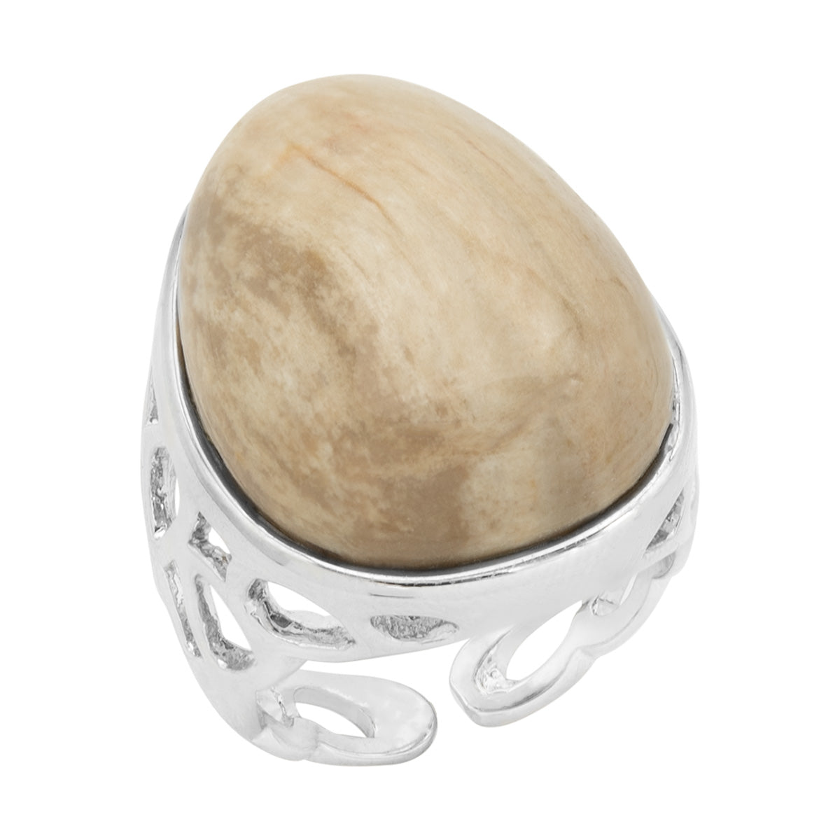 Natural Petrified Wood Agate Statement Ring