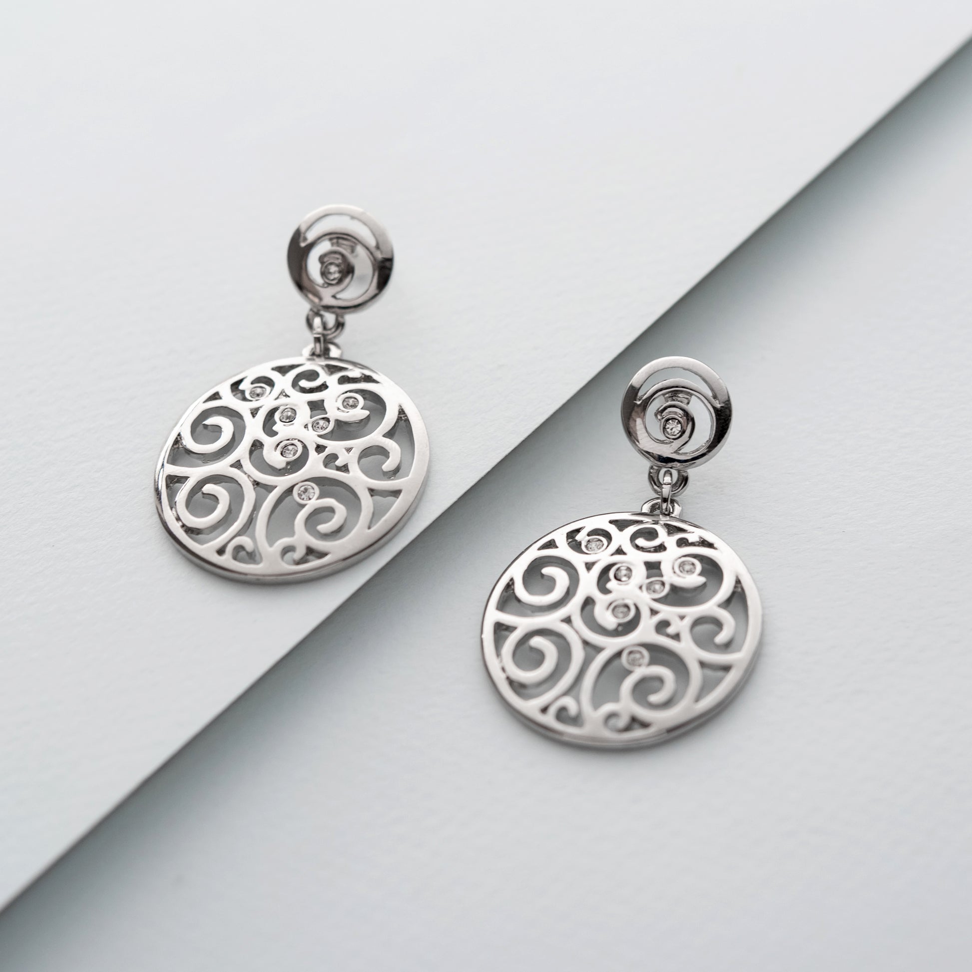 Fancy Lace Crystal Dangle Earrings