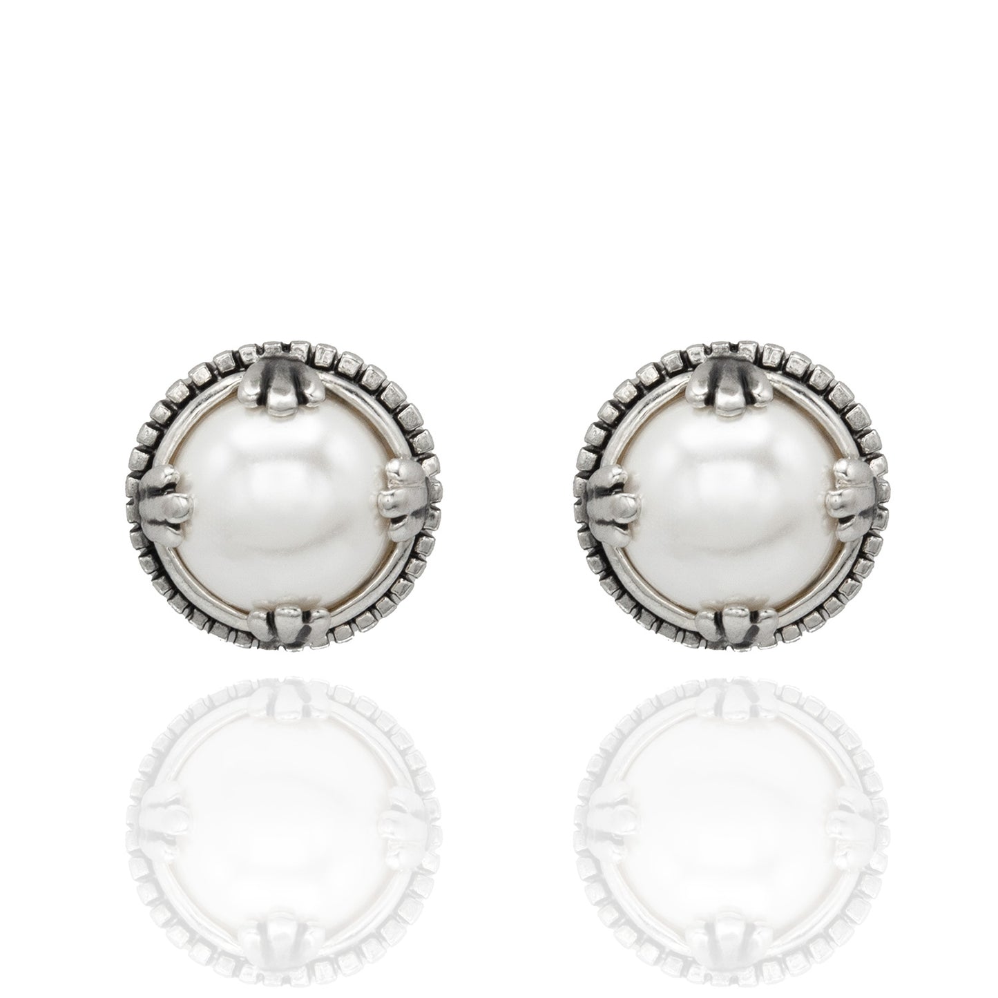 Pearl in Antique Silver Setting Pendant Necklace and Earring Set