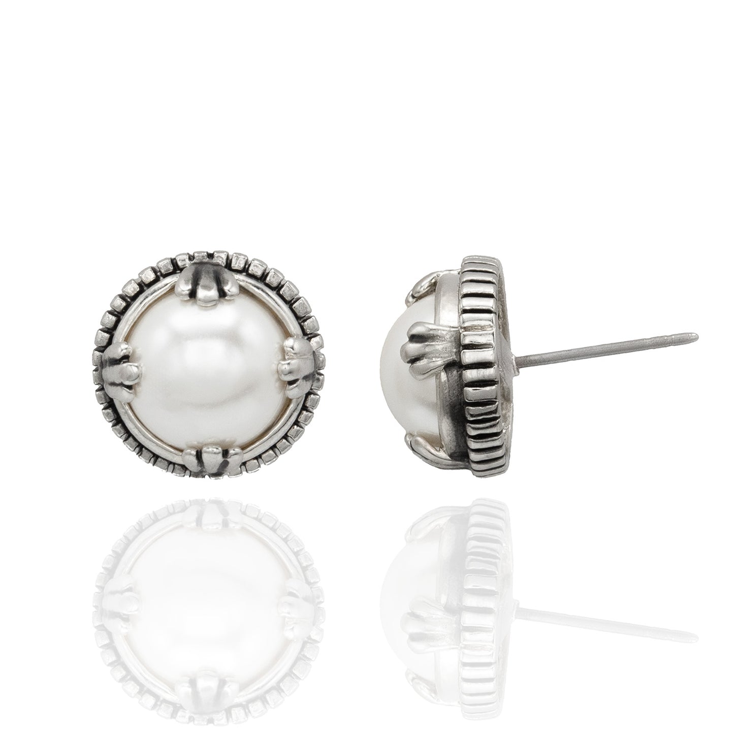 Pearl in Antique Silver Setting Pendant Necklace and Earring Set
