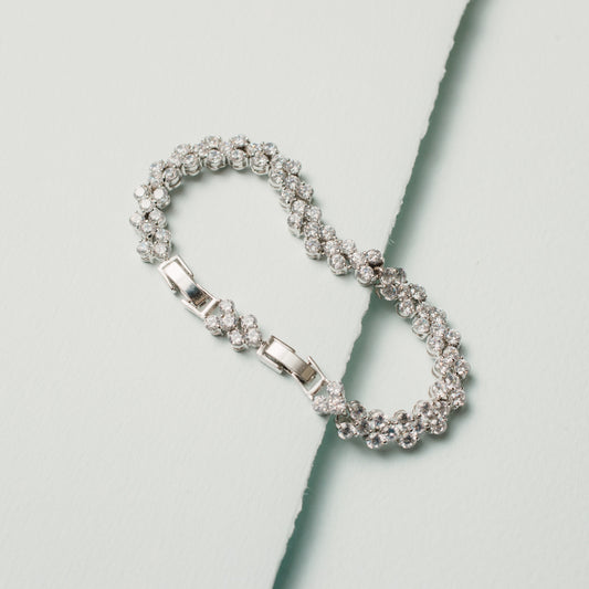 Elegant Cubic Zirconia Tennis Bracelet with Adjustable Length - Clear Crystal Wedding Jewelry