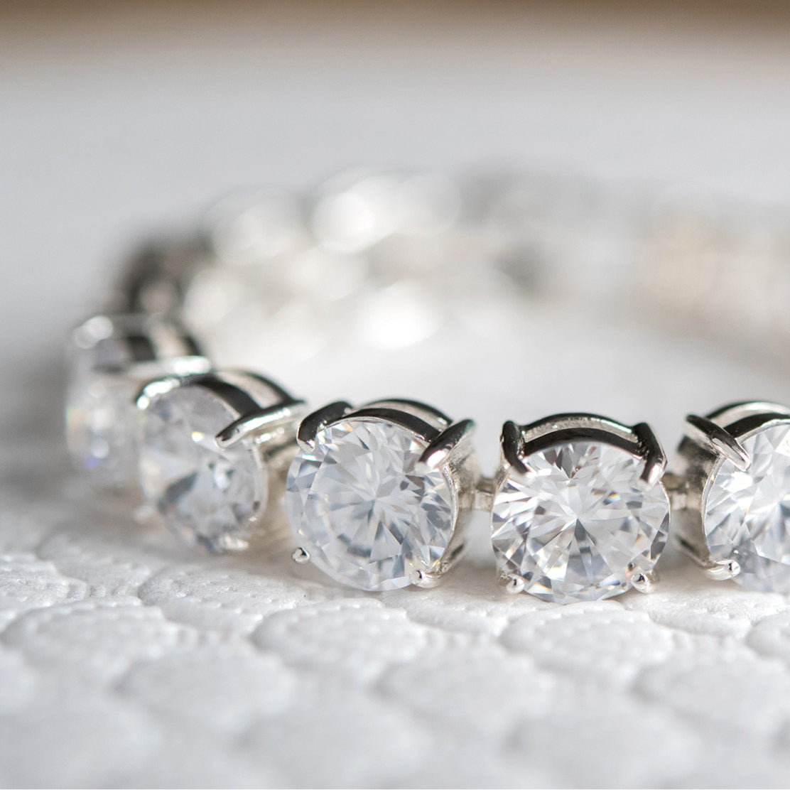 Elegant Round Cut Cubic Zirconia Tennis Bracelet 7 Inch Silver Tone Special Occasion Jewelry