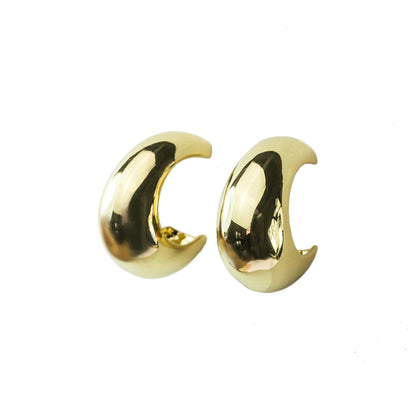 Gold Tone Dome Hoop Statement Earrings - 1 Inch Lightweight Fashion Jewelry for Women