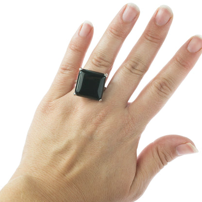 Square Black Onyx Statement Ring