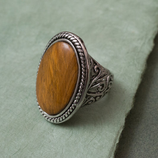 genuine stone rings-tiger eye jewelry-silver ring-statement rings