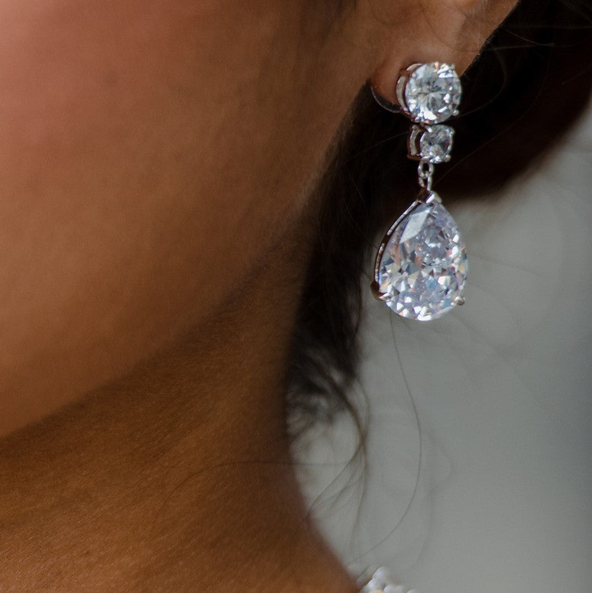 diamond earrings-earrings for the bride-fancy earrings-clear cubic zirconia