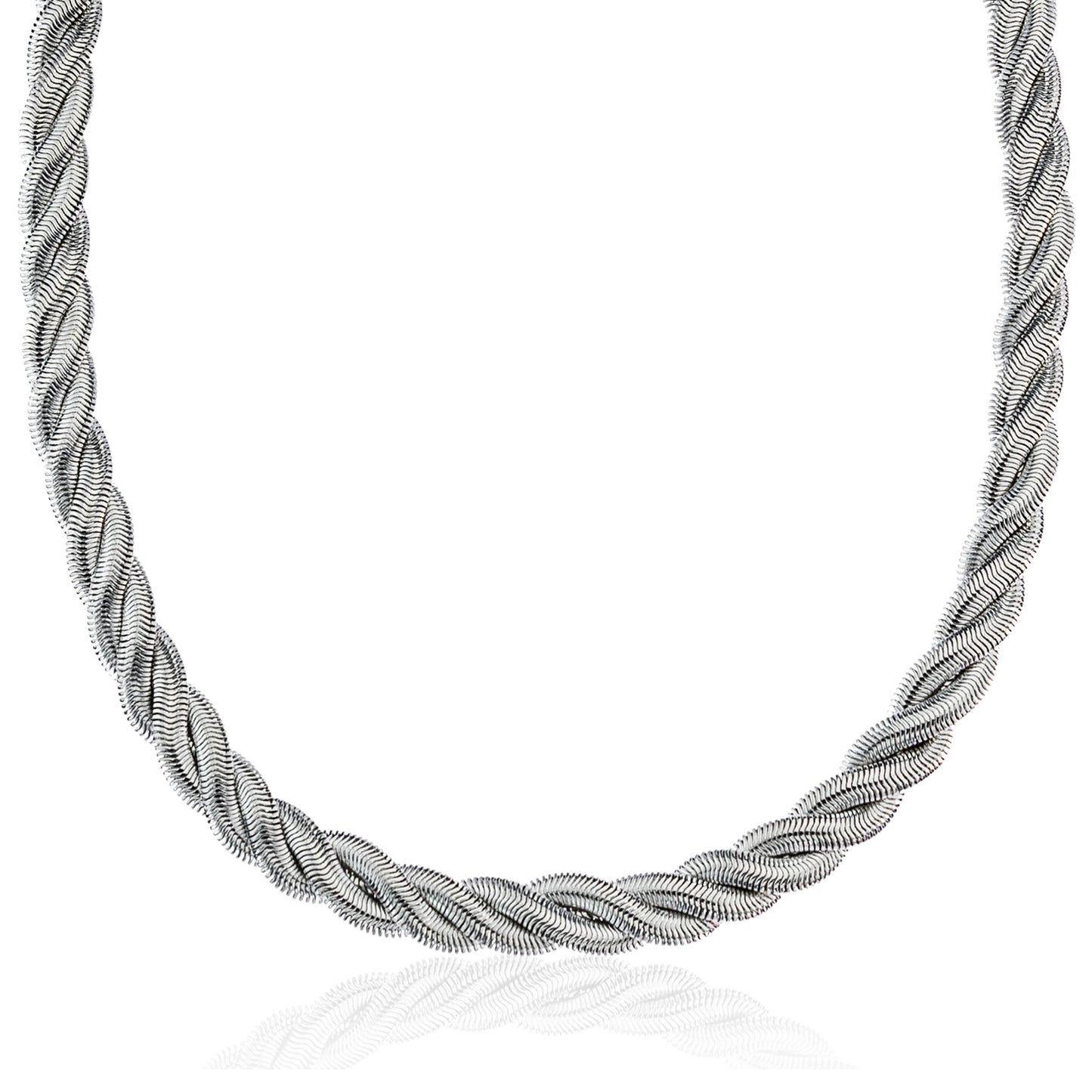 18 Inch Silver Tone Twisted Rope Chain Necklace with Extender