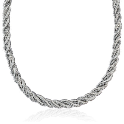 18 Inch Silver Tone Twisted Rope Chain Necklace with Extender